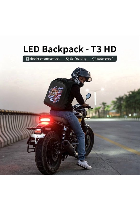 T3 HD LED Backpack, Waterproof Smart LED Display Backpack with Phone Control for College Campus, Daily Commute & Motorcycle Riding