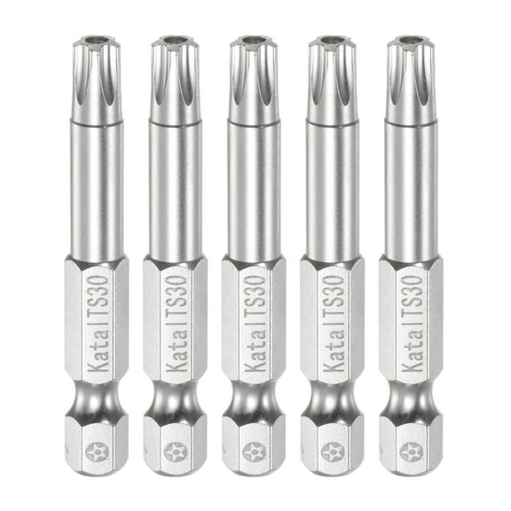 T30 Magnetic Security Star 5 Point Torx Screwdriver Bit 1/4" Hex Shank 2" Length Screw Driver, 5 Pack