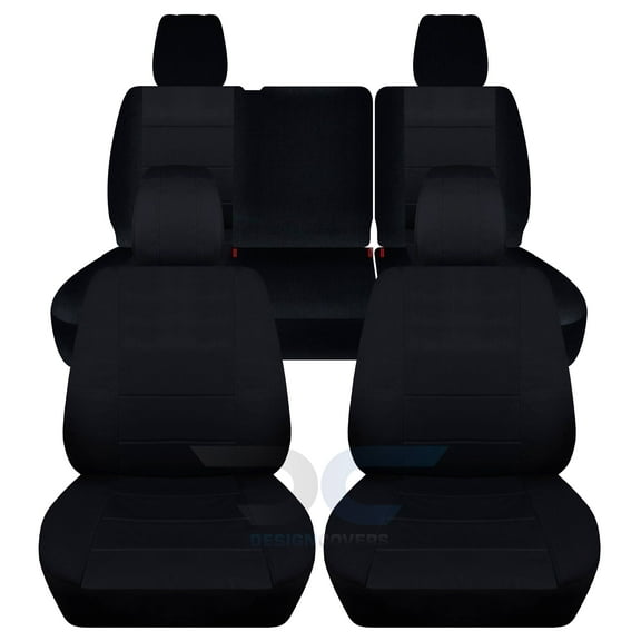 T300-Designcovers Fits 2018-2022 Jeep Wrangler JL 4-Door Cotton Seat Covers:Black - Front & Rear Split Bench
