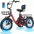 thumbnail image 1 of ESKUTE T300 E Trike Electric Tricycle for Adults, 750W Brushless Motor 18MPH+ Fat Tire Folding Trike, Step-Thru 3 Wheel Electric Bicycle, Up to 55 Miles Red, UL2849, 1 of 8
