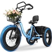 ESKUTE Foldable Electric Trike for Adults   998.4Wh Battery, 20 x4  Fat Tires, Safe & Stable Ride for Seniors and Parents, Blue