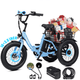 thumbnail image 1 of ESKUTE T300mini Electric Tricycle for Beginners, 16" x 3.0 Fat Tire Folding 3-Wheel E-Bike, 250W Motor 12 MPH, 302Wh Battery, Step-Thru, Blue with Lock, Phonebag and mirror, UL2849, 1 of 8