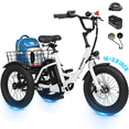 thumbnail image 1 of ESKUTE Folding Electric Tricycle for Beginners – 16" x 3.0 Fat Tires, 250W Motor, 302Wh Battery, Step-Thru Design, 12 MPH, White with Lock, Phonebag & Mirror, 1 of 7
