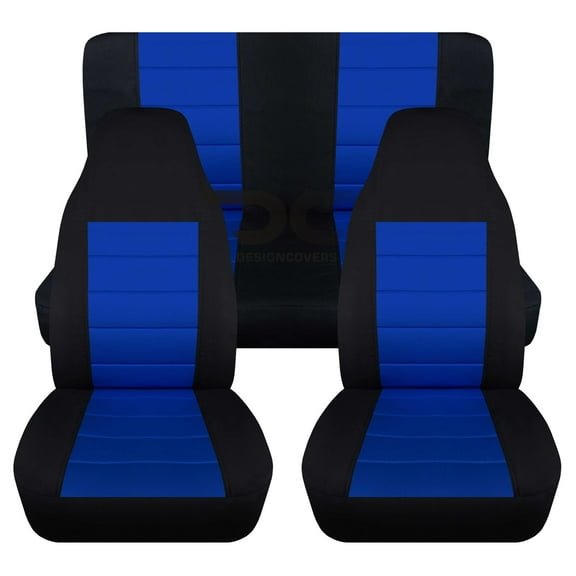 T301-Designcovers Fits 1997-2002 Jeep Wrangler TJ SE/Sport/Sahara 2door Cotton Seat Covers:Black and Dark Blue - Full Set