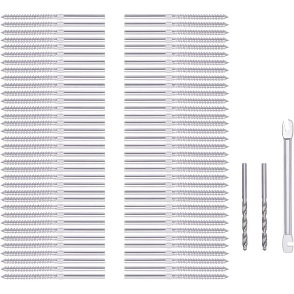 T316 Stainless Steel Right&Left Handed Thread Screws for Wood Post of 1/8" Steel Cable Railing Kit, Cable Railing Hardware, DIY Wood Baluster (70 PCS)