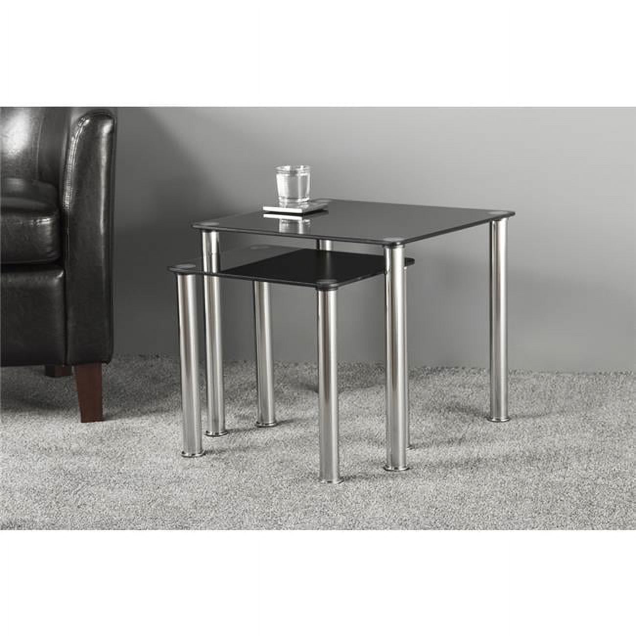 Black Glass and Chrome Nesting Side Tables Set