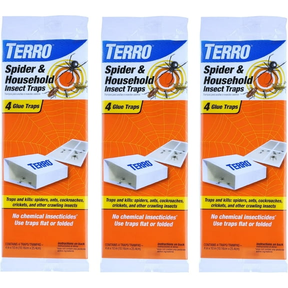 T3206SR Non-Toxic Indoor Spider, Ant, Cockroach, Centipede, and Crawling Insect Trap - 12 Traps