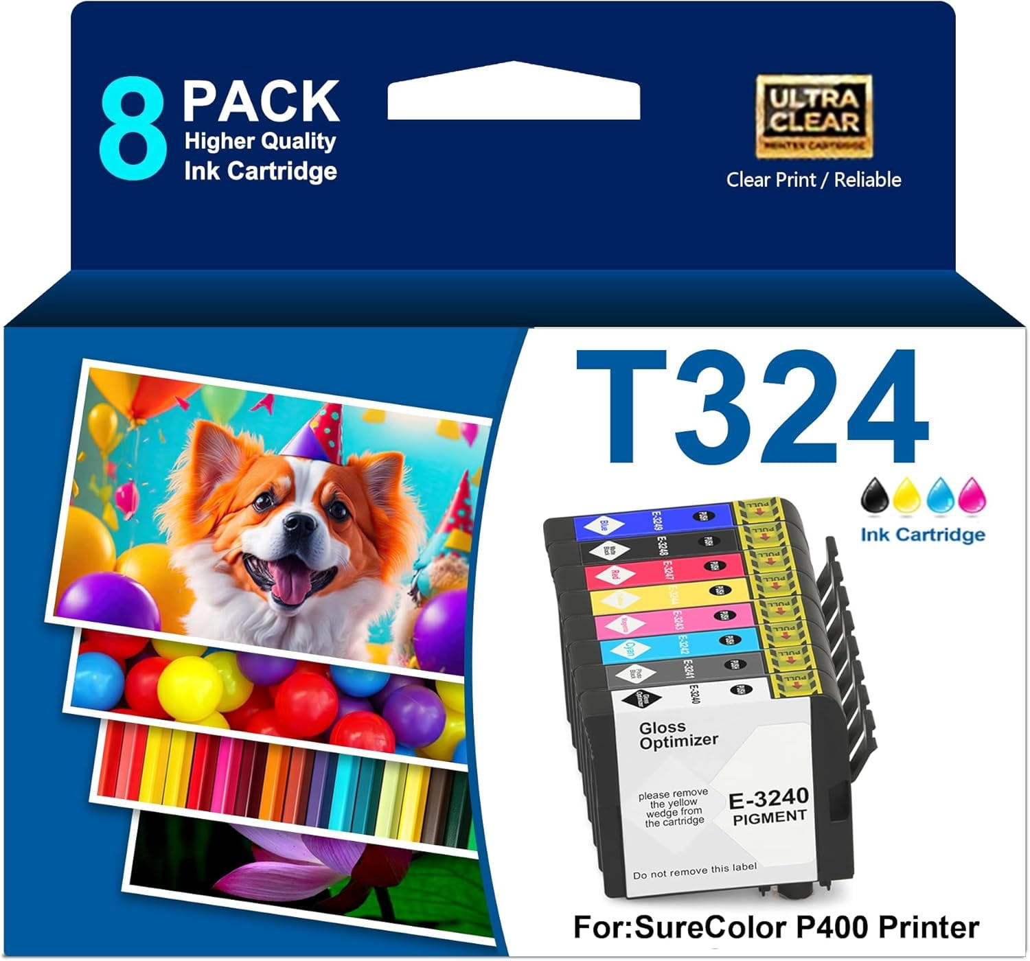 Ultrachrome Color T324 Ink Cartridges 8 Pack High Yield UltraChrome Compatible with EPSON ...