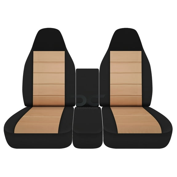 Fits 1994-2002 Dodge Ram Velour Seat Covers 40/20/4 W Int Seat Belt Console:Blk Tan