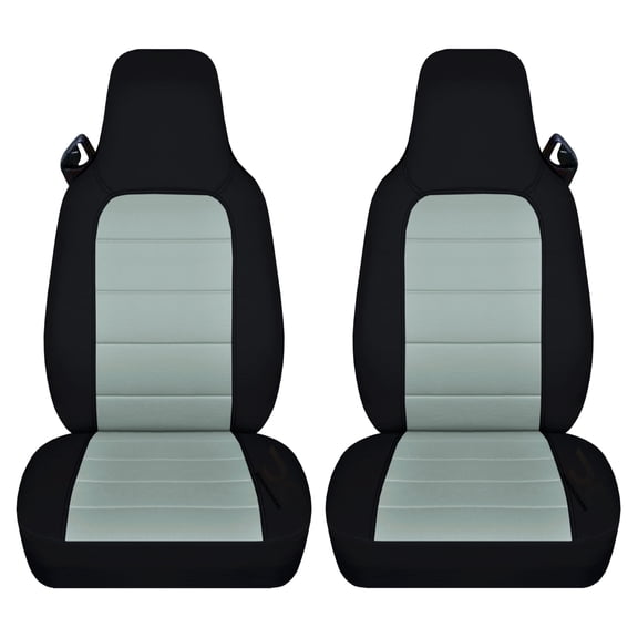 Designcovers Fits 2006-2012 Mazda MX-5 Miata Cotton Seat Covers: Black and Steel Gray -Airbag