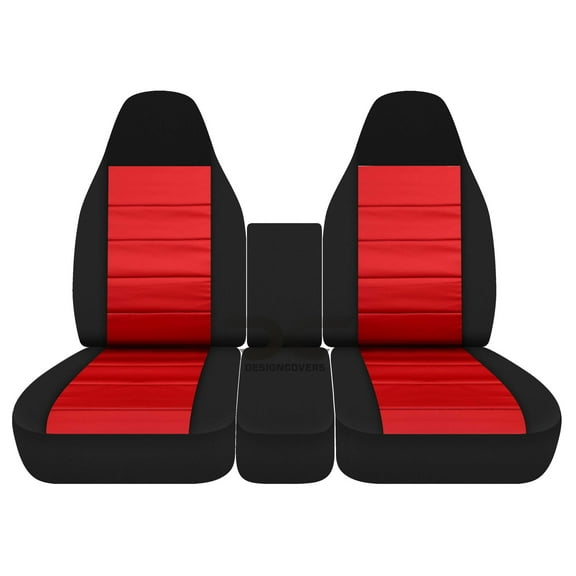 Fits 1994-2002 Dodge Ram Velour Seat Covers 40/20/40 w Int Seat Belt Console:Blk and Red