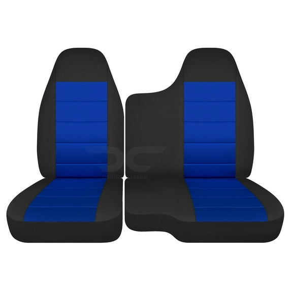 Fits 1998-2003 Ford Ranger Velour Seat Covers 60/40 Bench-No Armrest:Black-Dark Blue