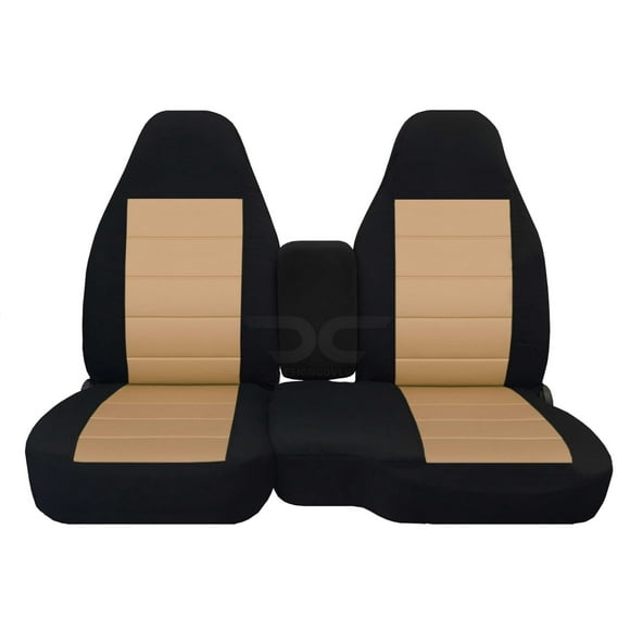 Fits 1998-2003 Ford Ranger Velour Seat Covers 60/40 Bench Console w Cup Holders Blk Tan