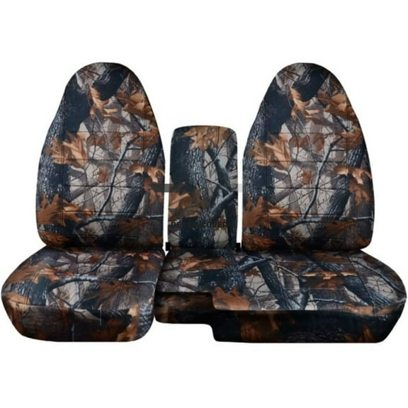 Designcovers Fits 2004-2012 Ford Ranger Camo Seat Covers 60/40 Bench solid Console Gray Real Tree