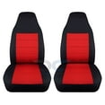 thumbnail image 1 of T392-Designcovers Fits 2004-2012 Chevy Colorado/GMC Canyon Velour Truck Bucket Seat Covers:Black and Red, 1 of 5