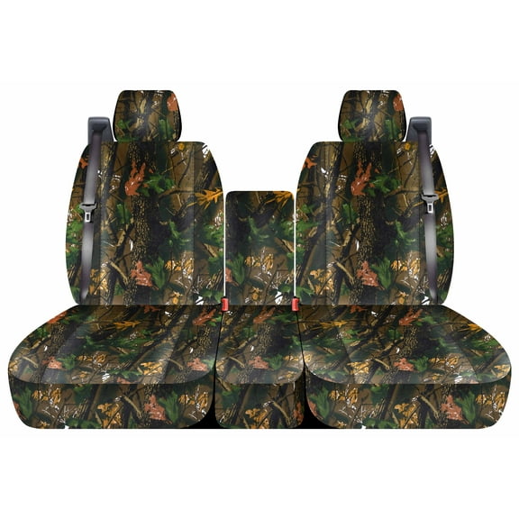 Fits 2004-2008 Ford F-150 Camo Seat Covers 40/20/40Bench Opening Console 2HR Int SeatBelts:Real Tree