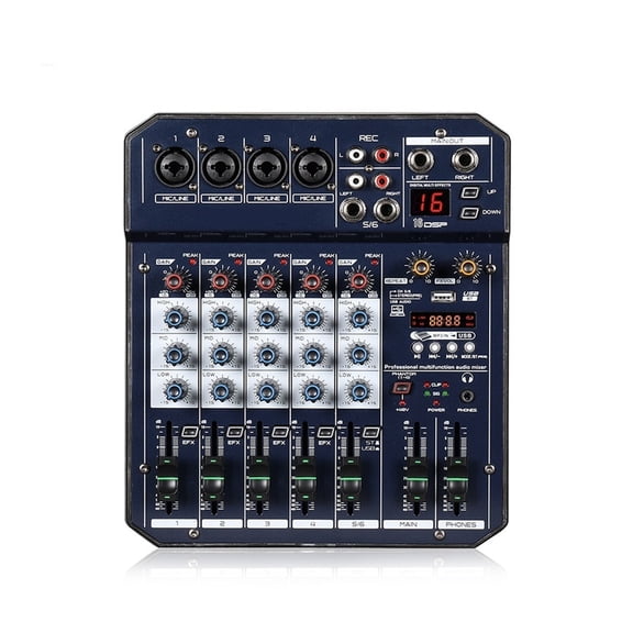 T4 Portable Sound Card Mixing Console Mixer Built-in 48V Phantom Power Supports MP3 Player BT DJ Live Party Mixer ,Easy to Use