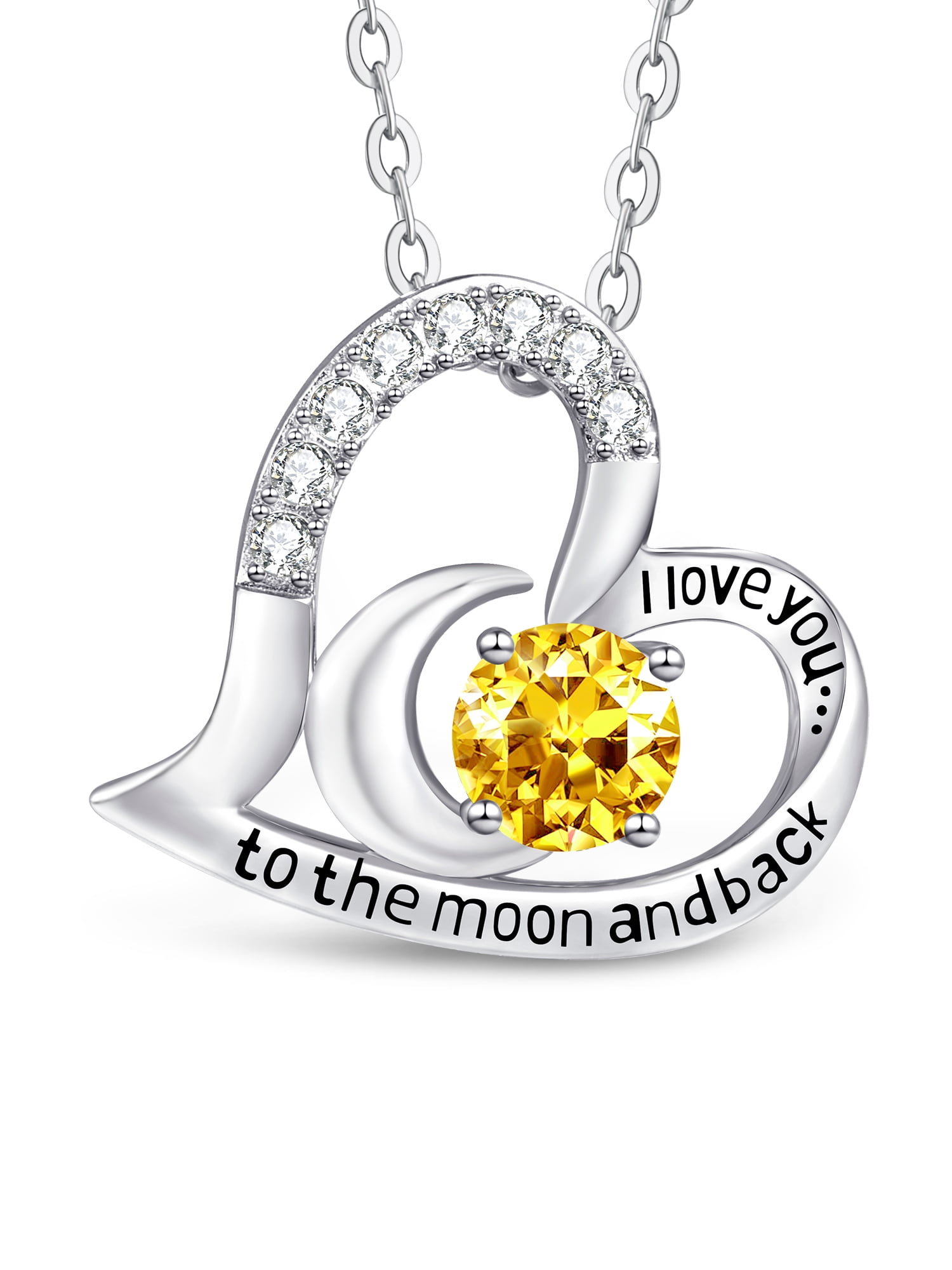 Moon and back heart necklace clearance