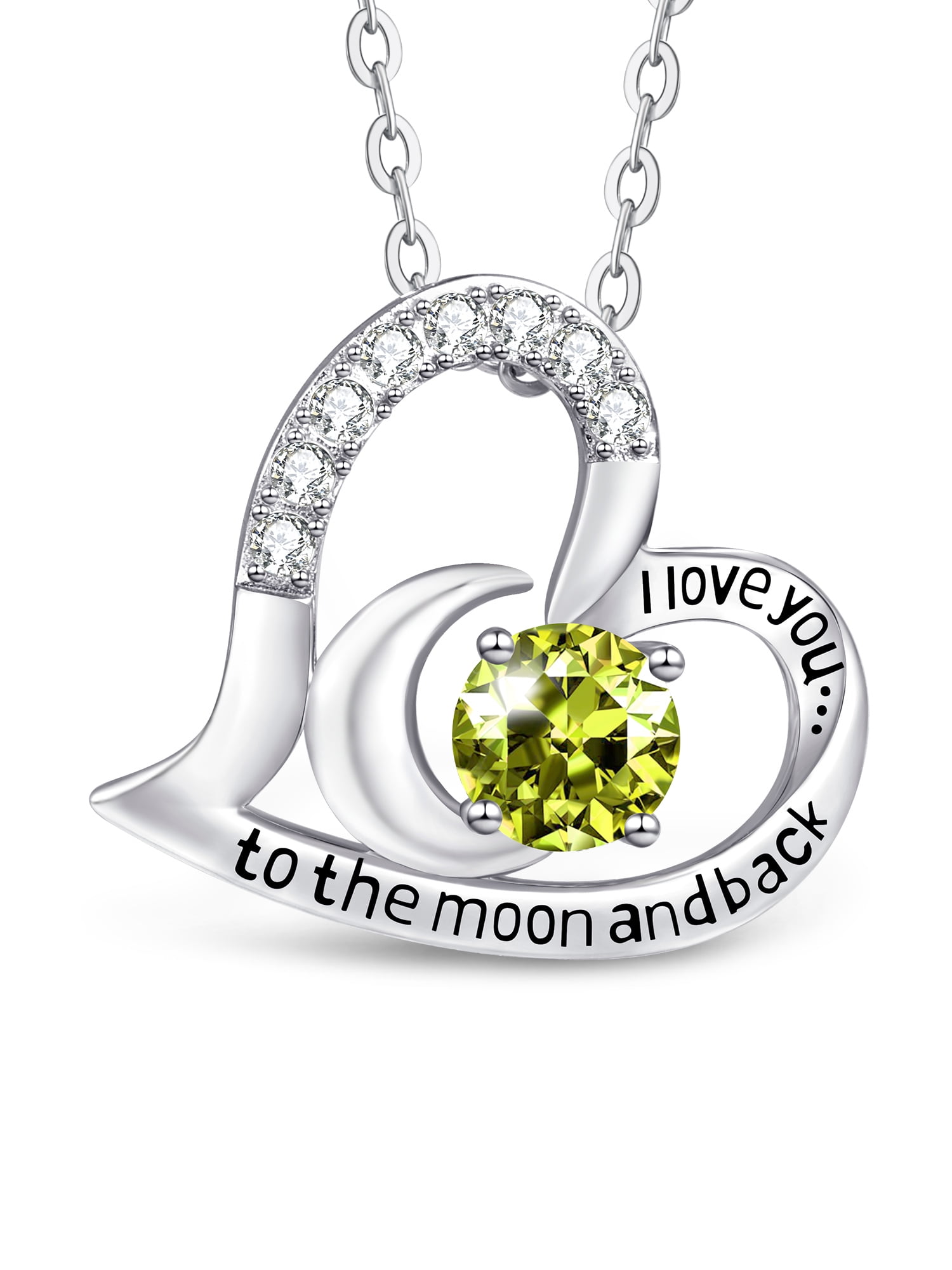 Mom Personalized 925 Sterling Silver Heart Necklace - 1 Name & 1 Birthstone