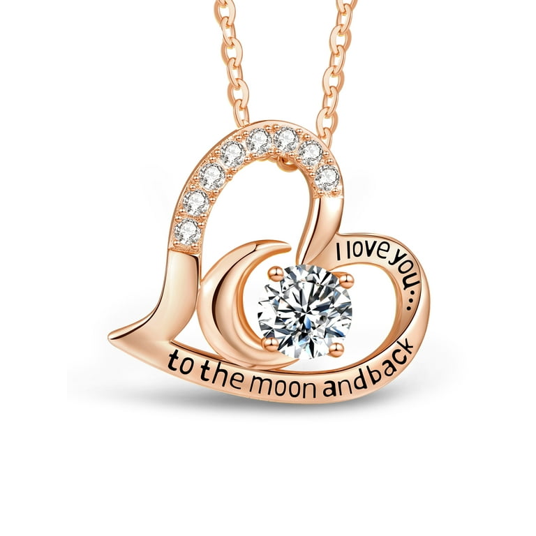 Sterling Silver CZ Antiqued Love You To The Moon And Back 18 Sterling Silver CZ Antiqued Love You To The Moon And Back 18