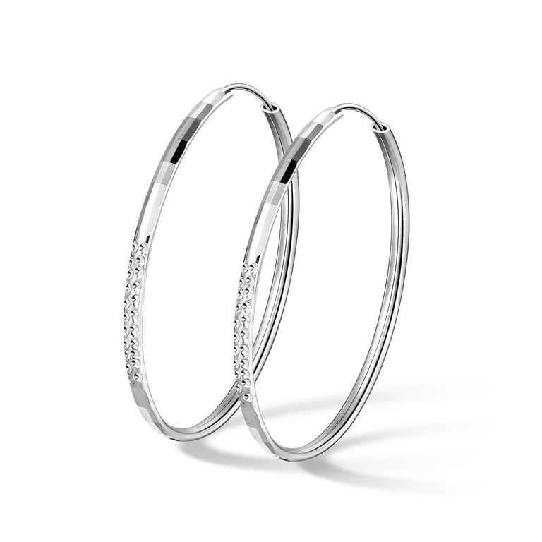 In Out Hoop Earrings Cubic Zirconia Rhodium on Sterling Silver - Nontarnish 30mm In Out Hoop Earrings Cubic Zirconia Rhodium on Sterling Silver - Nontarnish 30mm