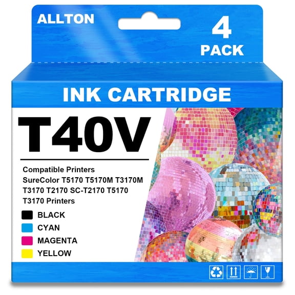 T40V Ink Cartridge with chip T40V120 T40V220 T40V320 T40V420 high Capacity Ink Replacement for EPSON SureColor T5170 T5170M T3170M T3170 T2170 SC-T5170 SC-T3170 Printer(4-Pack)