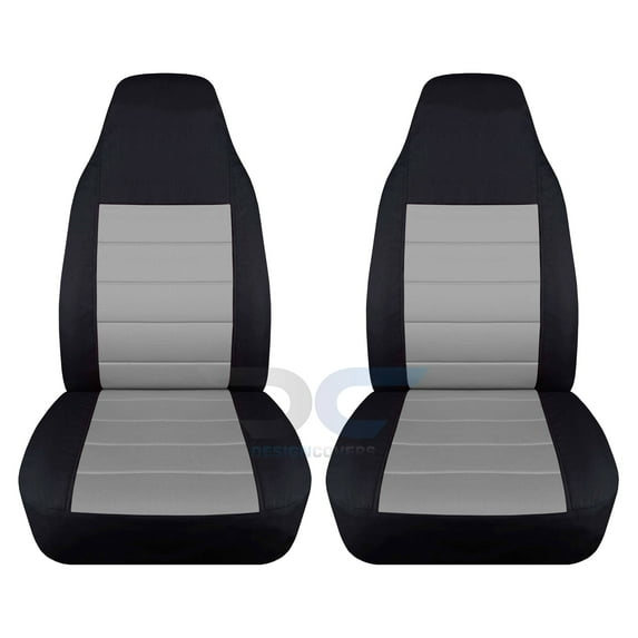 T422-Designcovers Fits 2004-2012 Chevy Colorado/GMC Canyon Velour Truck Bucket Seat Covers:Black and Silver