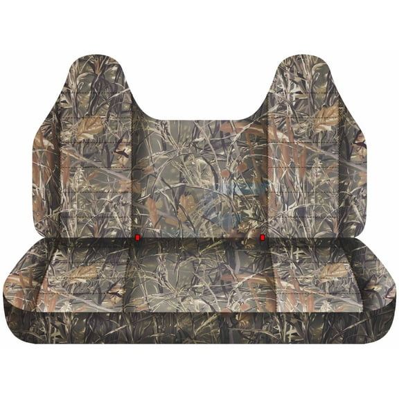 Fits 1992-1998 Ford F-150 Camo Seat Covers Front Solid Bench Molded Headrests:Wetland