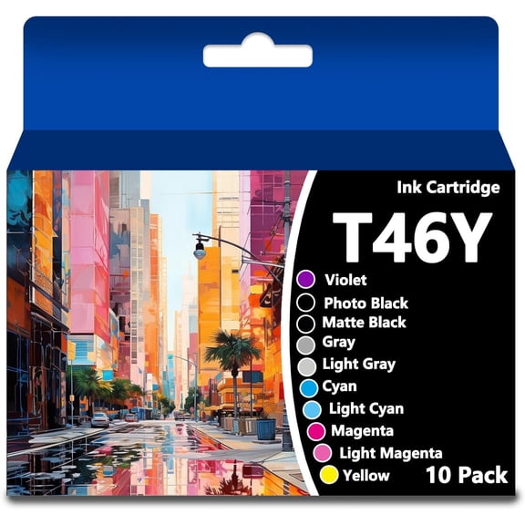 T46Y Ink Cartridges for Epson T46YD00 T46Y100 T46Y200 T46Y300 T46Y400 T46Y500 T46Y600 T46Y700 T46Y800 T46Y900 UltraChrome PRO10 with Epson SureColor P900 Printers (10 Packs,)