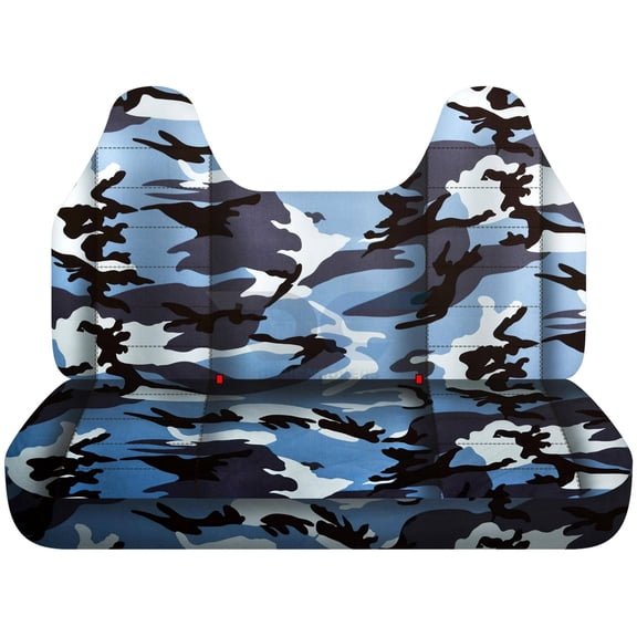 Fits 1992-1998 Ford F-150 Camo Seat Covers Front Solid Bench w Molded Headrests:Blue