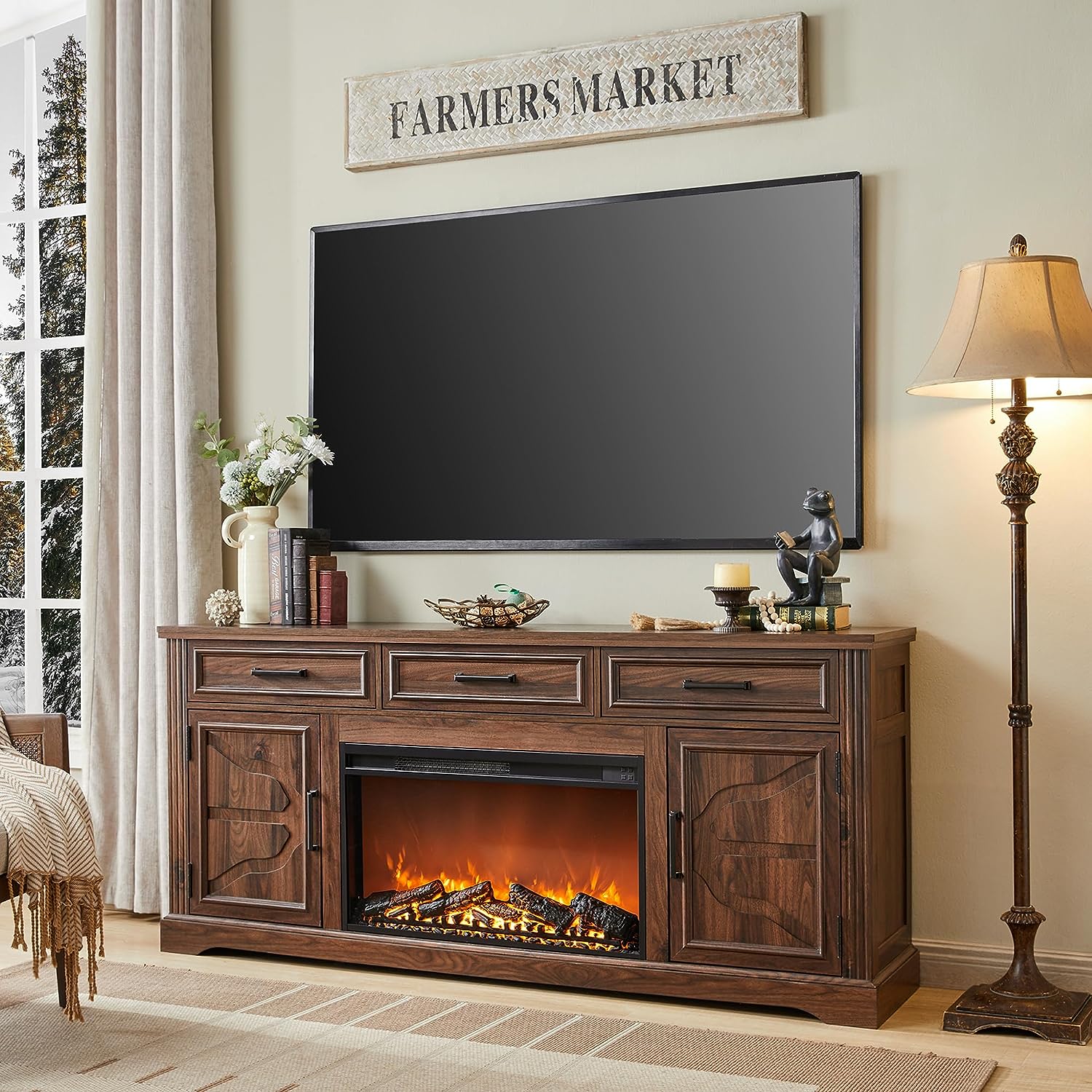 Muskoka Glendon Electric Fireplace Entertainment Center in Burnished