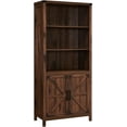 T4TREAM 70" High Modern Farmhouse Bookcase, Rustic Wood and Metal