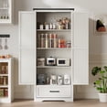 thumbnail image 1 of T4TREAM Farmhouse 2-Door Storage Cabinet with Adjustable Shelves and 1 Drawer for Bathroom and Living Room, White, 1 of 8