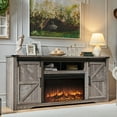 thumbnail image 1 of T4TREAM Farmhouse 70" Fireplace TV Stand for TVs up to 80", Highboy Entertainment Center with 30" Electric Fireplace, Light Rustic Oak, 1 of 7