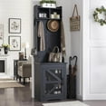 thumbnail image 1 of T4TREAM Farmhouse Hall Tree with Shoe Storage Bench, Storage Cabinet with Coat Rack, Black, 1 of 7