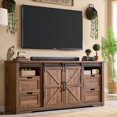 thumbnail image 1 of T4TREAM Farmhouse Sideboard Buffet Cabinet, 66" Wide Kitchen Storage Cabinet with 6 Drawers, Sliding Barn Door & Adjustable Shelf, Brown, 1 of 6