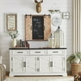 thumbnail image 1 of T4TREAM Farmhouse Sideboard Storage Cabinet with 3 Drawers & 4 Doors, 66'' Wide Buffet Cabinet for Dining Room, White, 1 of 7