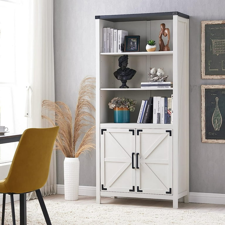 Farmhouse bookshelf white deals