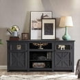 T4TREAM Farmhouse TV Stand, 75" TV, Open Shelves, Adjustable Storage ...
