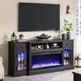 thumbnail image 1 of T4TREAM Electric Fireplace TV Stand for TVs up to 80", Farmhouse Entertainment Center with Fireplace , Black, 1 of 8