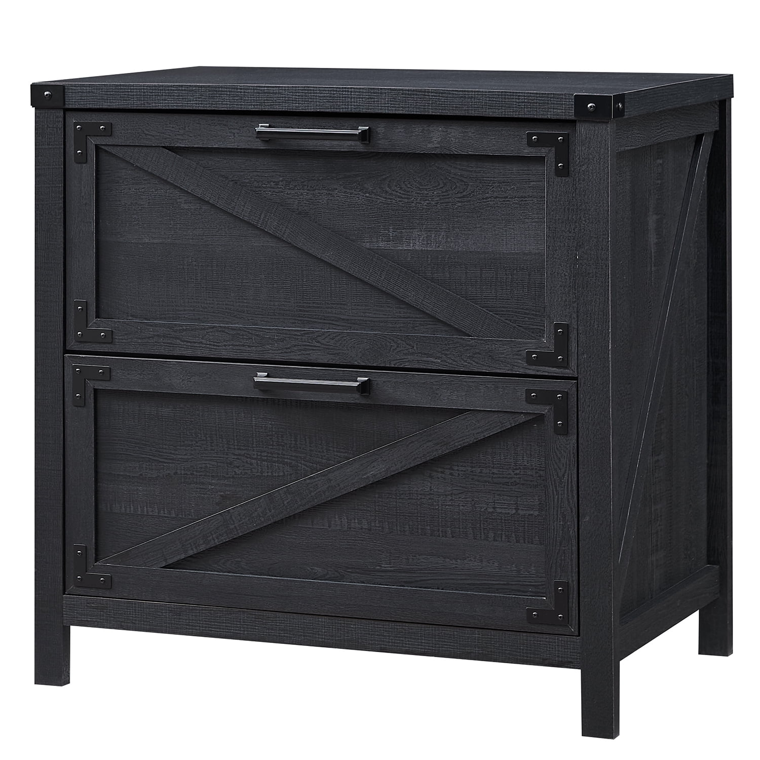 T4TREAM Modern Farmhouse Filing with 2 Drawers, Black
