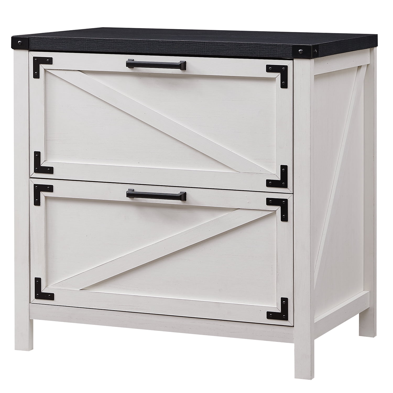 T4TREAM Modern Farmhouse Wood Filing with 2 Drawers, White