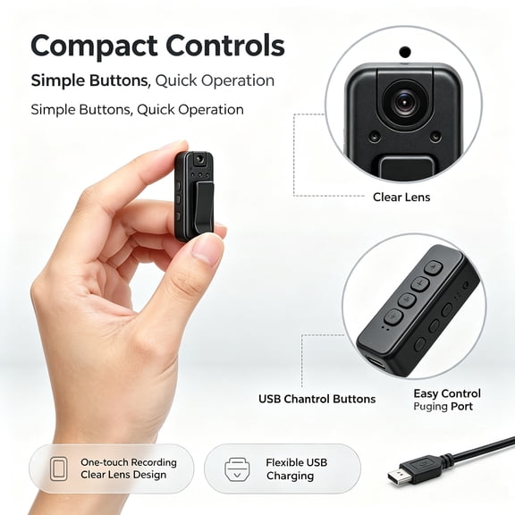 T5 4K HD Pocket Body Camera with 180 Adjustable Lens Infrared Night Vision and Continuous Recording for Outdoor and Law Enforcement