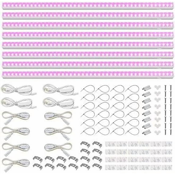 T5 Grow Lights, 5000K White Full Spectrum LED Grow Lights, 2ft 80W (8 x 10W) Plant Grow Lights for Indoor Plants, Plug and Play, 8-Pack