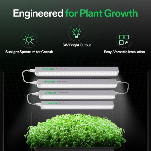 T5 Grow Lights for Indoor Plants, 5000K Full 48W(8 X 6W), 1FT LED Plant Light Strip for Seed Starting, Greenhouse, Hydroponics, SGS Compatible, Linkable, 8-Pack