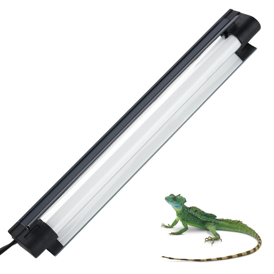 T5 HO Reptile UVB Lamp, 8W UVB Lighting Combo Kit for Reptile Terrariums, Light Fixture with Curved Aluminum Reflector, UVB Lighting for Desert & Tropical Amphibians
