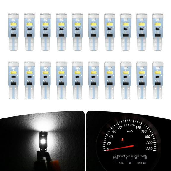 T5 LED Bulb, cciyu 37 74 2721 5-SMD 3014 LED Bulb, Super White 73 2723 70 Wedge Led Bulb, Replacement Dash Dashboard Lights Instrument Panel Cluster LED Lamps Glove Box Light Bulb Clock Light, 20pcs