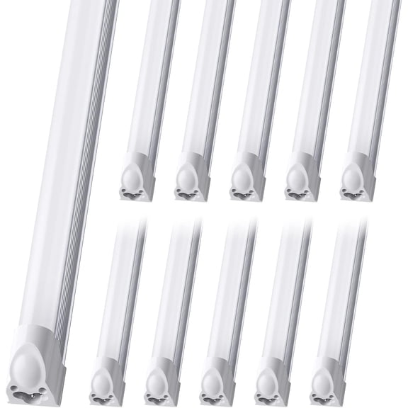 T5 Shop Light, 8FT, 5000LM, 6500K Bright White, 45W Linkable Shop Lights, Garage Light, Corded with /Off , ETL Listed (10 )