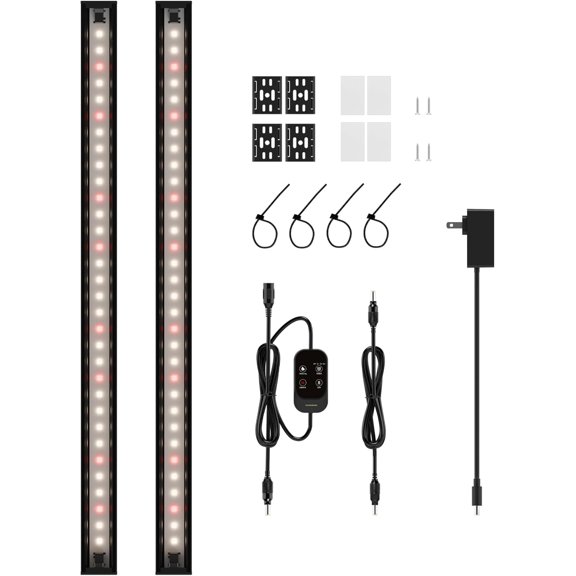T5 Smart Grow Light for Indoor Plants,3500K Full Spectrum LED Plant Light Strips with 3/9/12H Auto Timer,Stepless Dimming,Modular DesignPlug and Play (Black, 2 Pack)