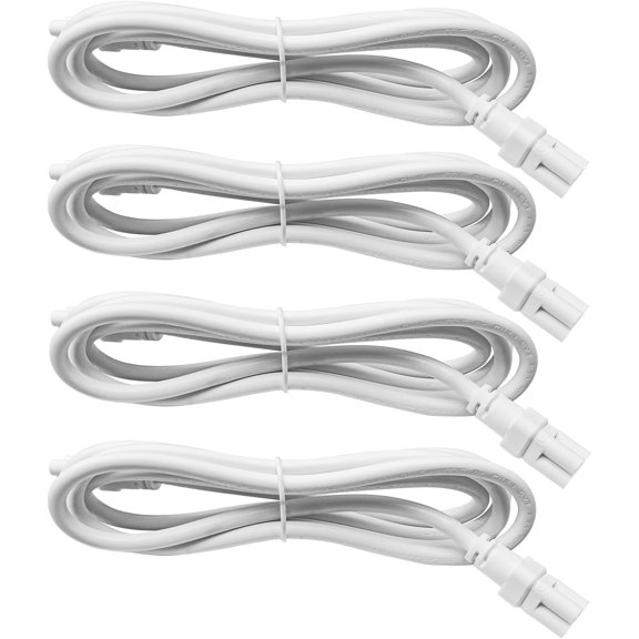 T5 T8 Tube Light Extension Cords 4.9FT, Female to Female Double end 3 Pin LED Tube Connector , Power Extension Wire for LED Integrated Single Fixture, Garage Light, White, Pack of 4